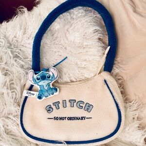 Shoulder Bag, Genuine Stitch Fluffy Plush Embroidery Handbag, Lilo & Stitch